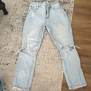 Abercrombie & Fitch Light Blue Ripped Boyfriend Jeans